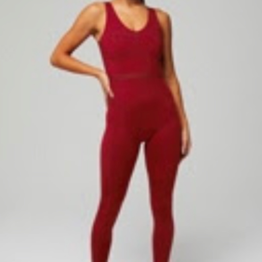 Fabletics Motion365+ Jumpsuit Women Medium Red Athleisure Chic